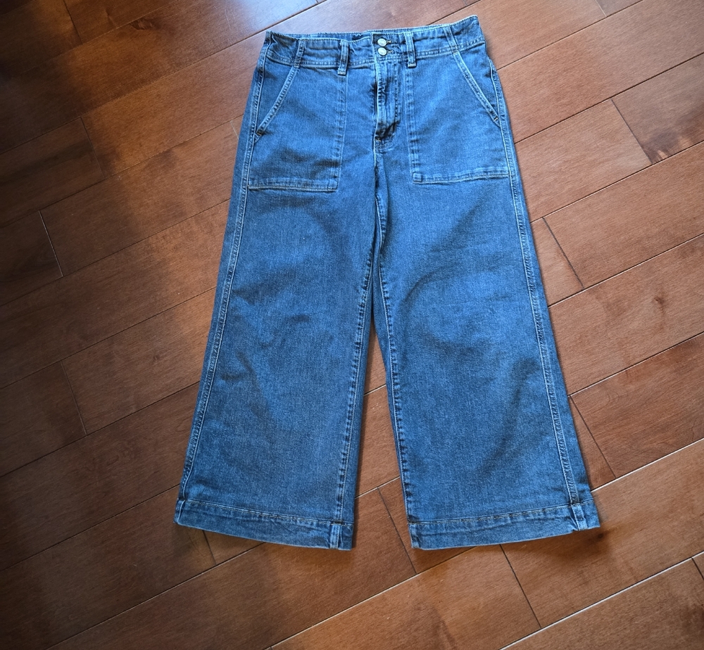 GAP Denim High-Rise Wide-Leg Crop Jeans - Blue